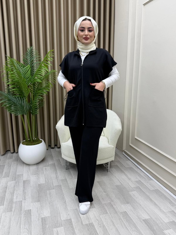 Oysh Yelekli Takım Siyah