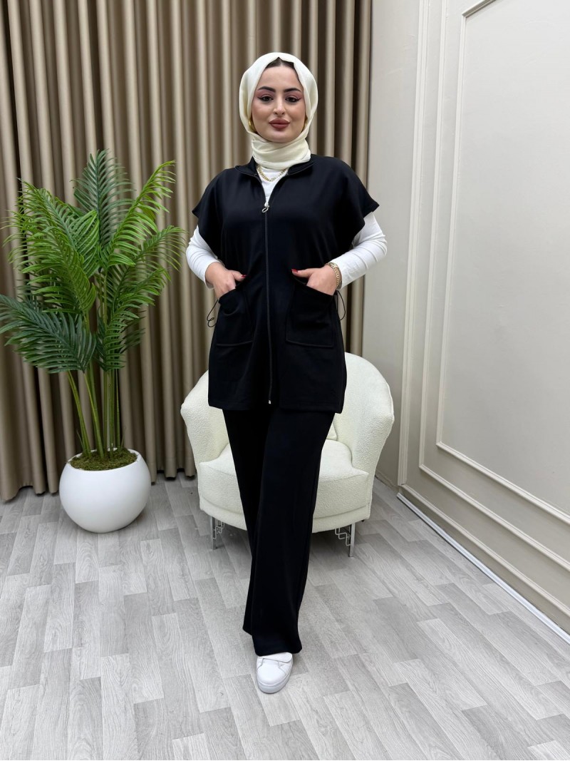 Oysh Yelekli Takım Siyah