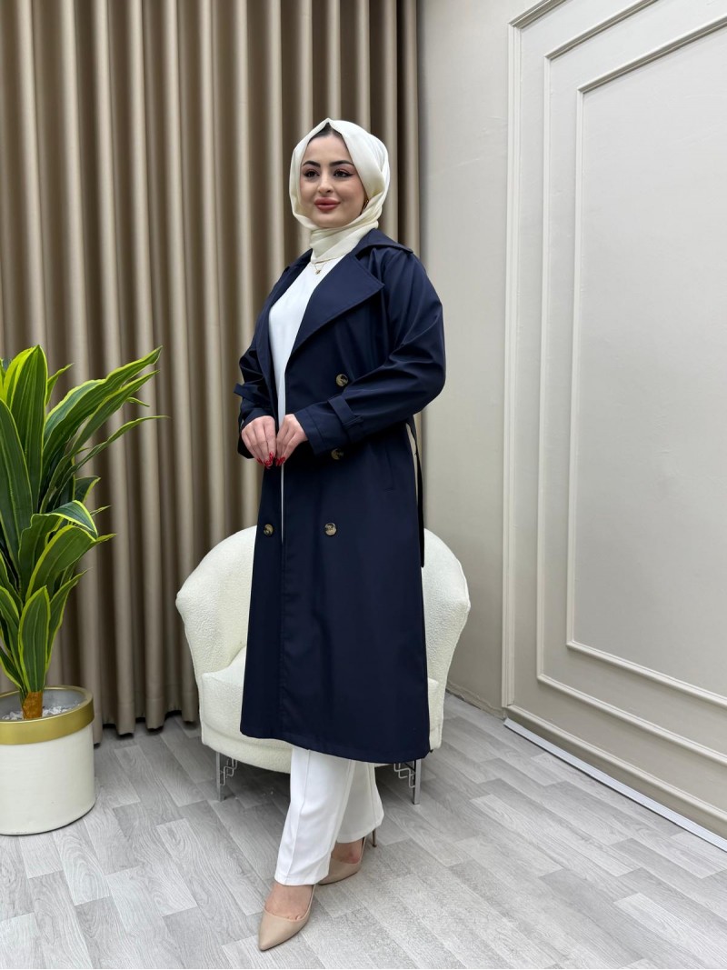 Azel Trençkot Lacivert