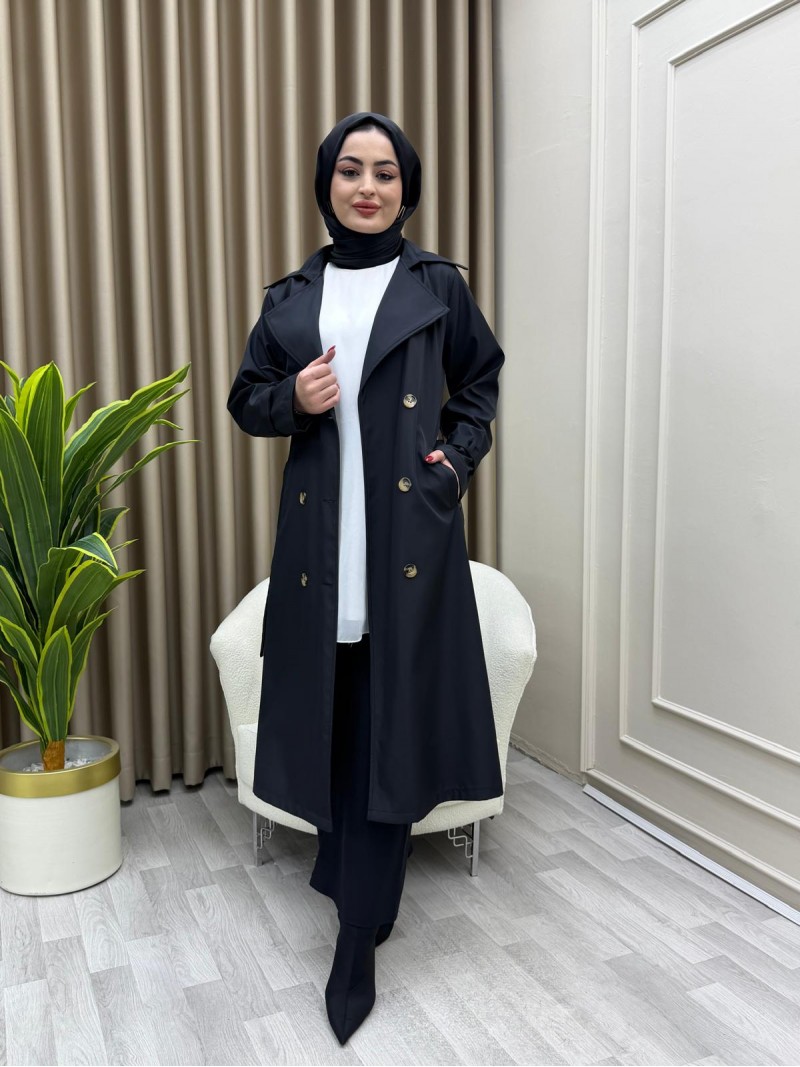 Azel Trençkot Siyah