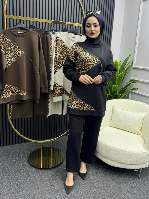 Ayla Leopar Takım Siyah