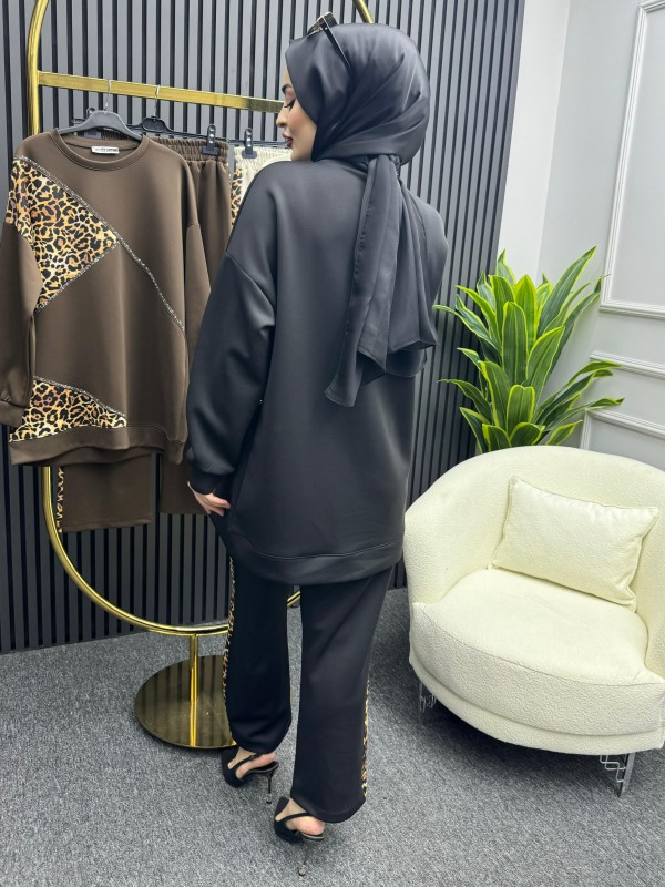 Ayla Leopar Takım Siyah