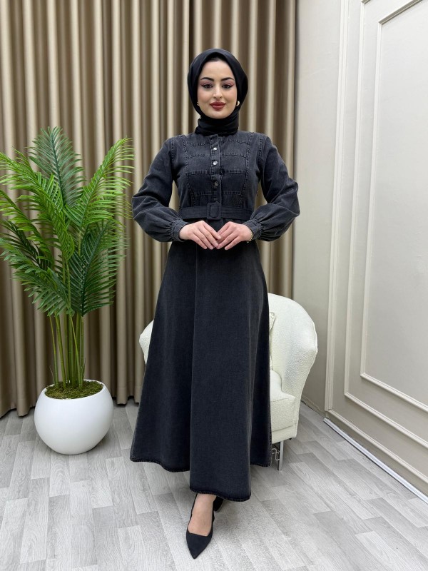 Irmak Kot Elbise Siyah