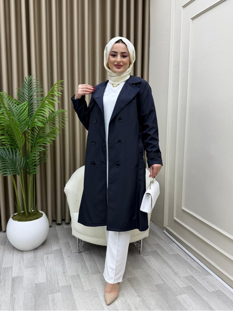 Yaprak Trençkot Lacivert Yaprak Trençkot Lacivert